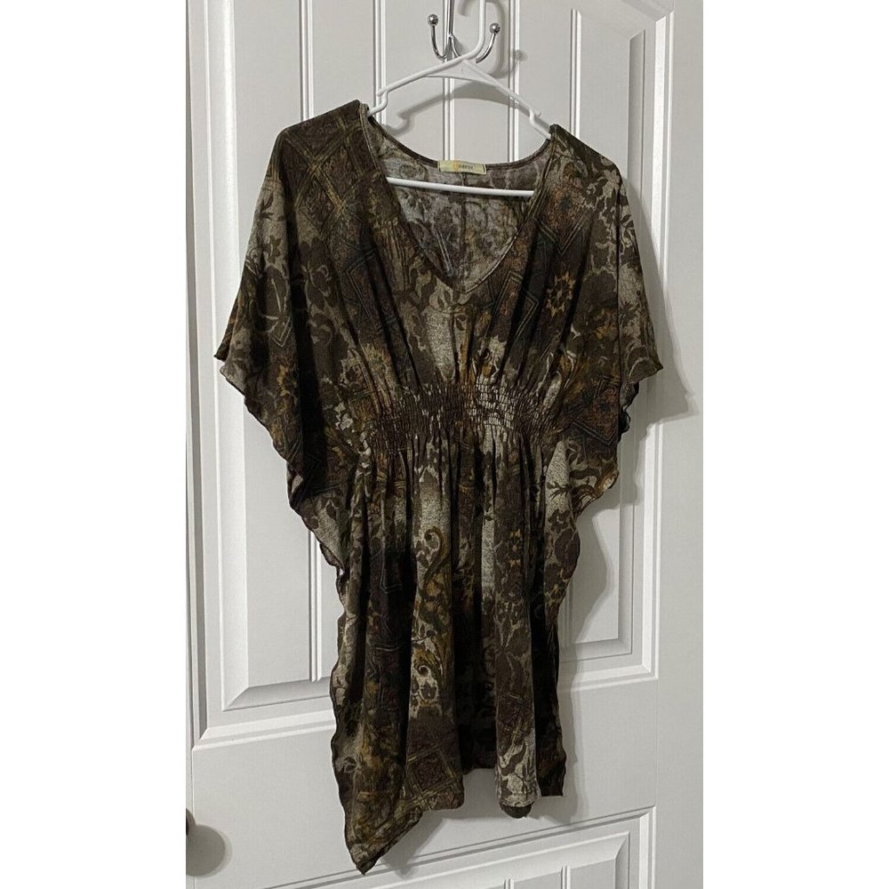GEMSTONE flowy tunic mini dress dolman flutter sleeve empire waist small USA